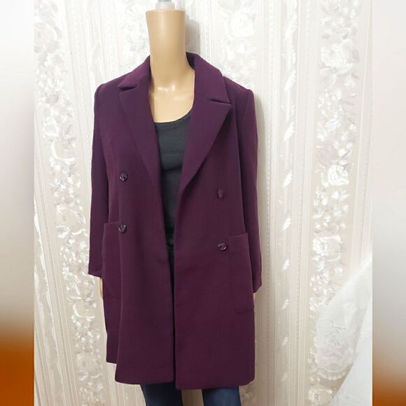 Banana Republic Classic Coat NWT  Dark Purple Color - Picture 2 of 9